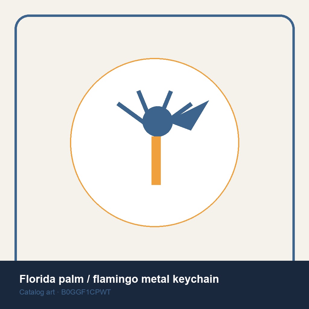 Florida palm / flamingo metal keychain